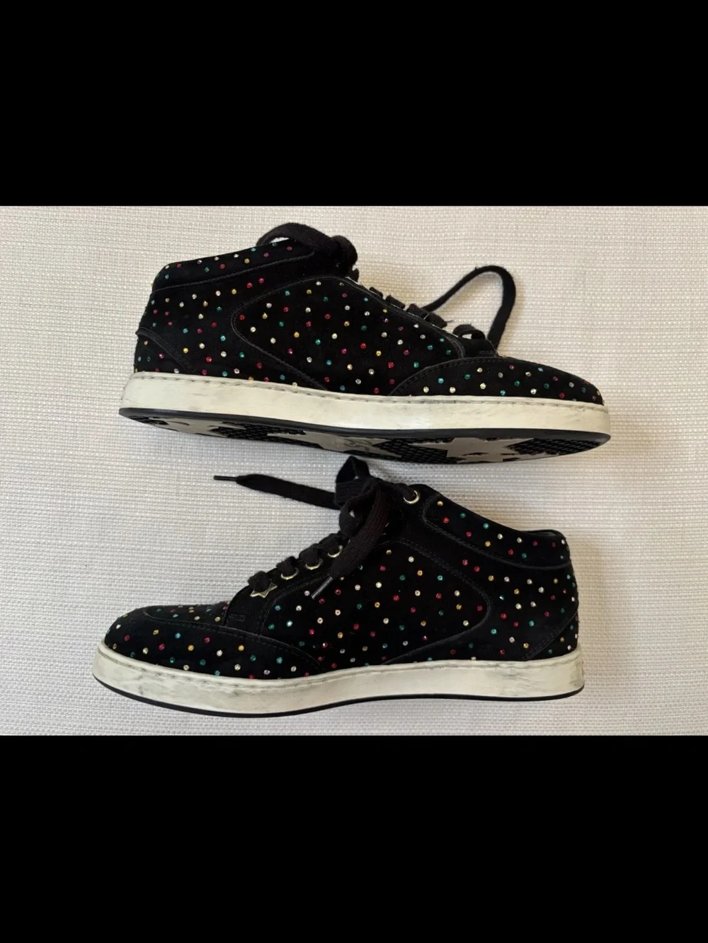 Jimmy Choo Miami Trainer Women 36 US 5.5-6 Black Suede Multicolor Sneakers